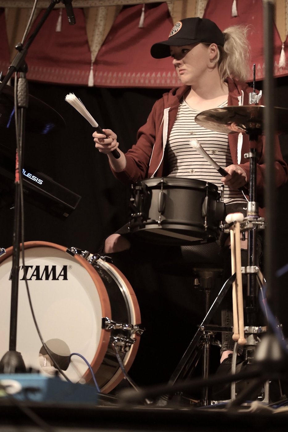 Drummer Rach Adamson performing at Ashburton Arts Centre