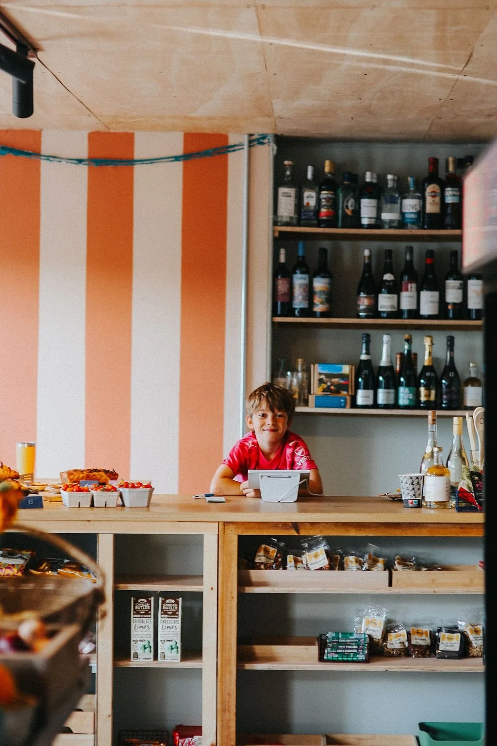 The shop and café counter inside Bantham Stores