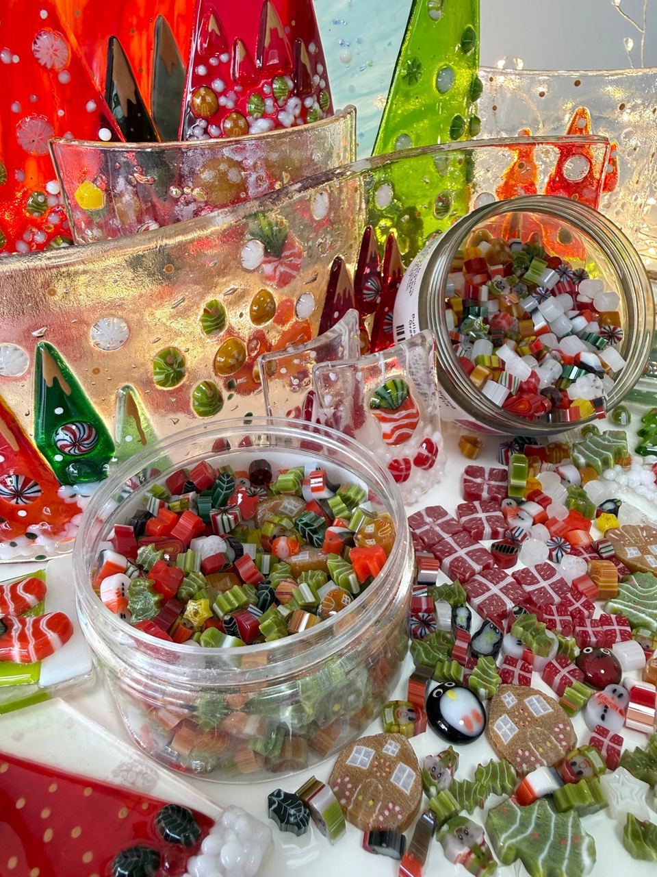 Small colourful glass pieces at Berserks