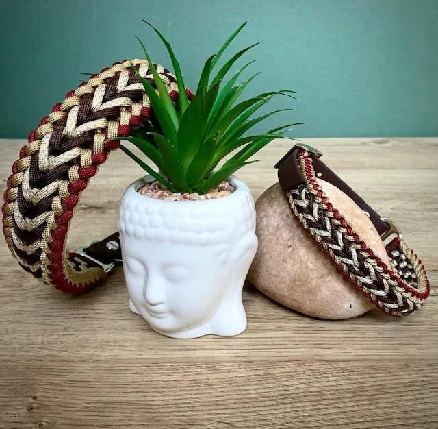 Two patterned paracord collars by Big Green Hound