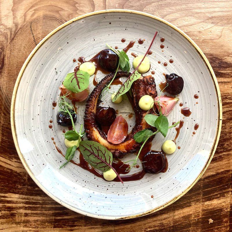 Colourful plated dish at Brook Kitchen