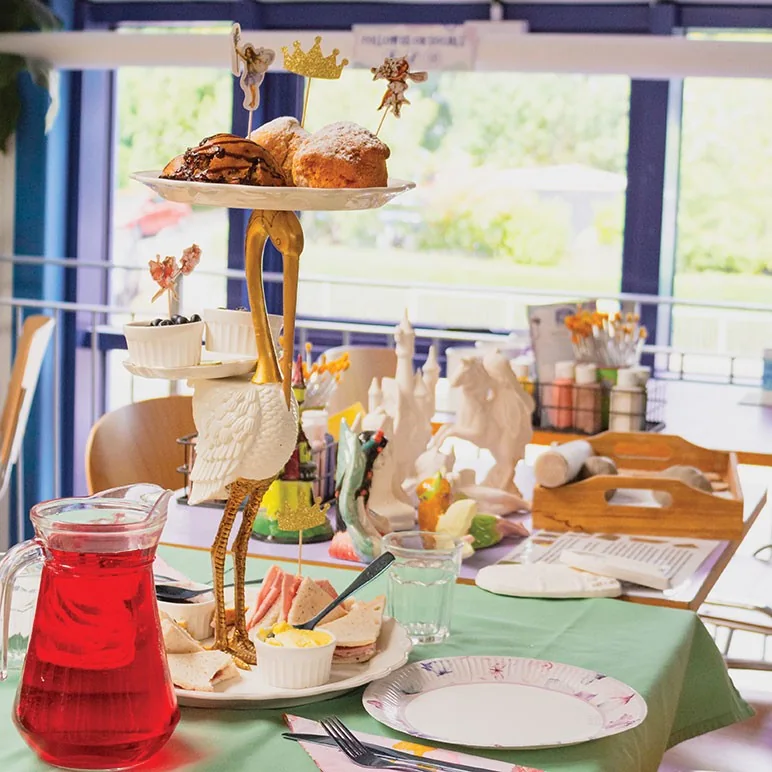 Afternoon tea laid out at China Blue