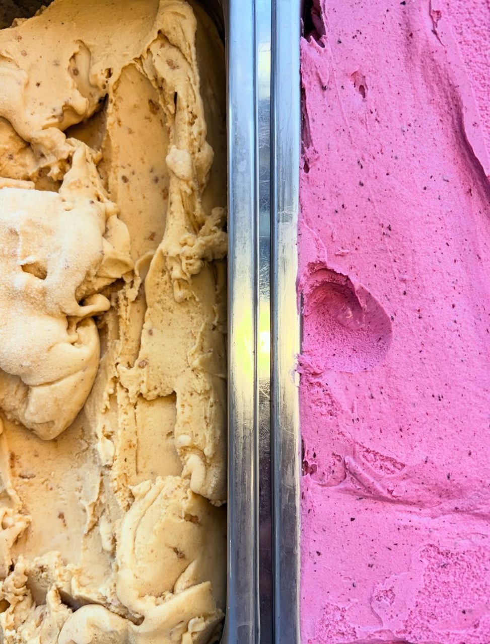 Colourful trays of ice cream in Creamo’s counter