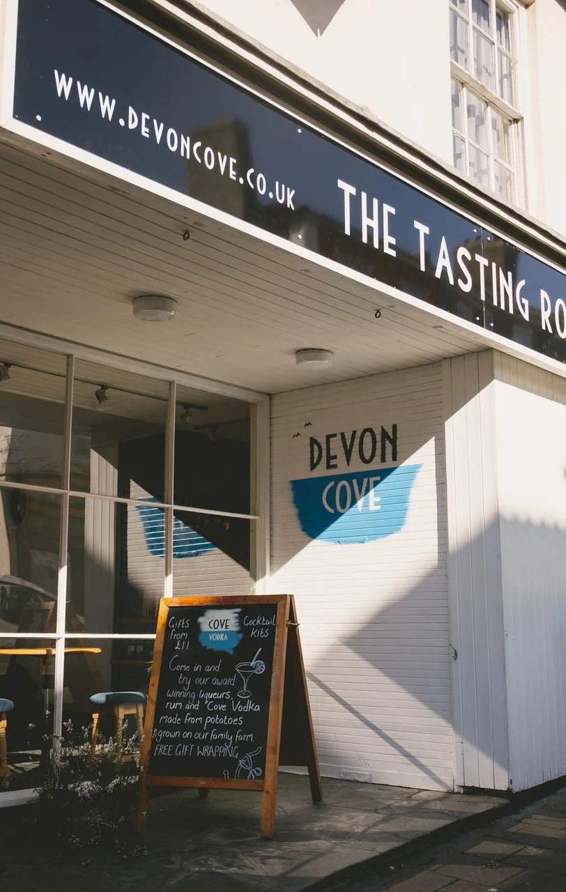 The entrance to Devon Cove’s Tasting Room on Fore Street
