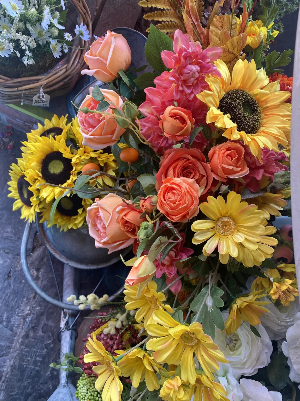 Colourful flower arrangements at Flotsam 50