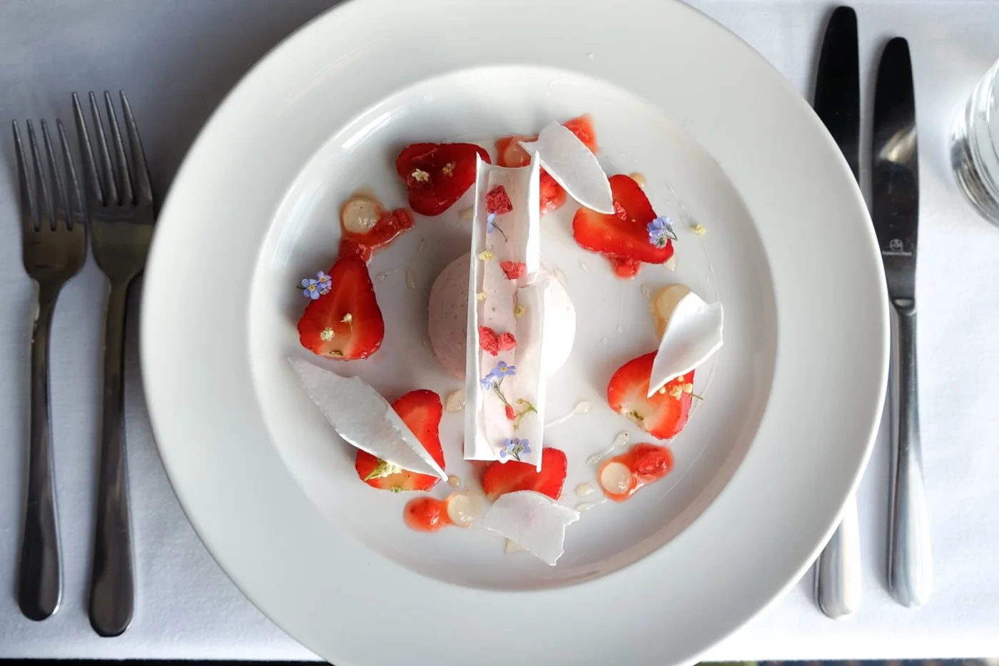A carefully plated dessert at Gather