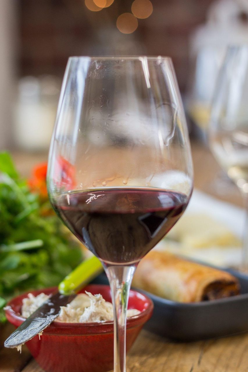 A glass of red wine photographed during a visit to Jaded Palates in Ashburton