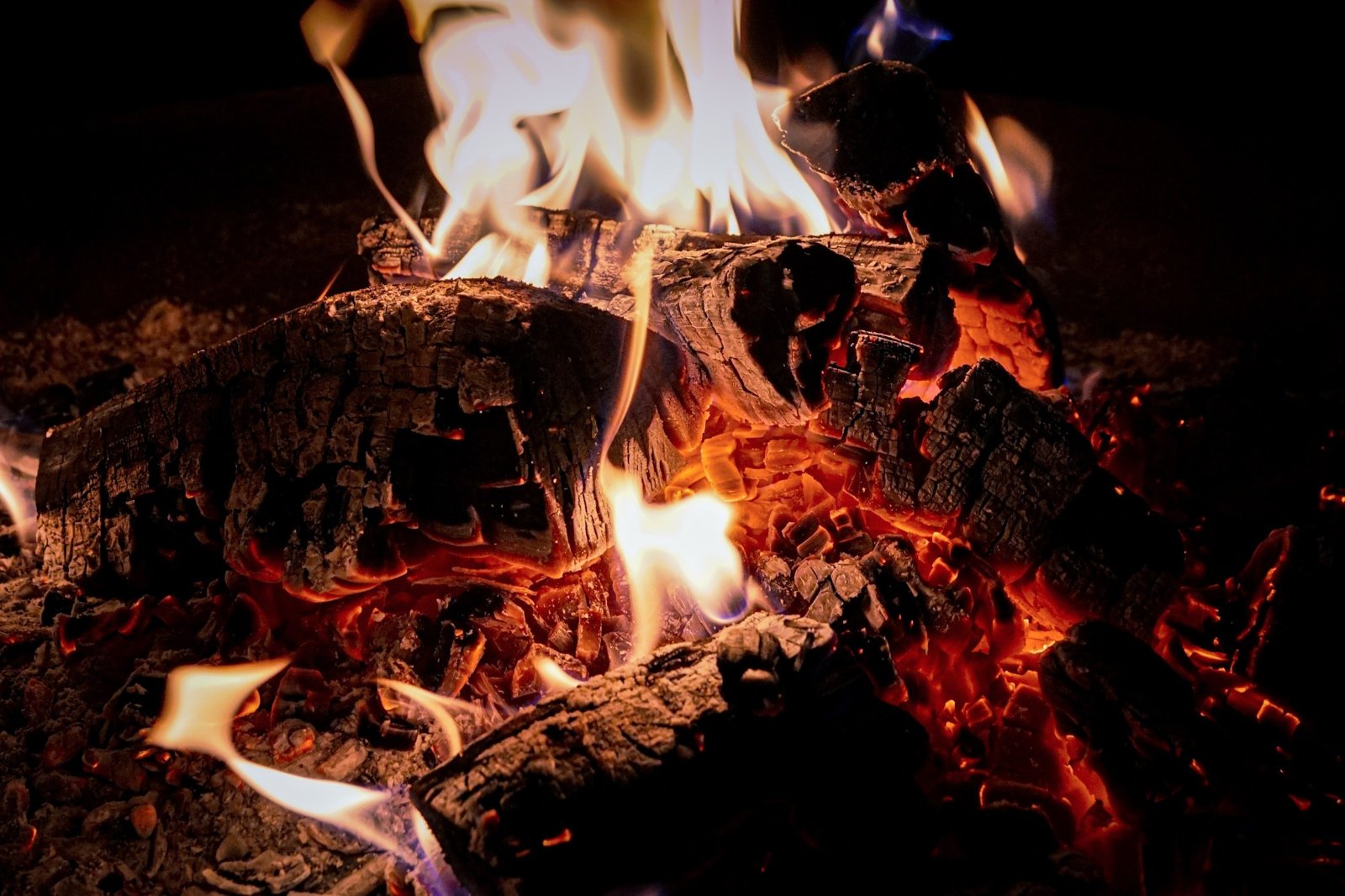 Burning logs and glowing embers in The Lost Kitchen’s oven