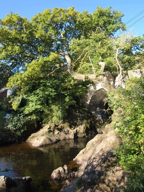 Lydia Bridge among trees and rocks above the River Avon