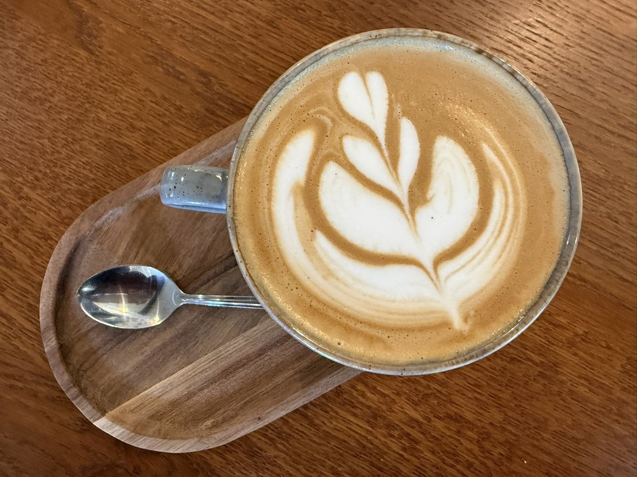Latte art in a ceramic cup at Miller’s