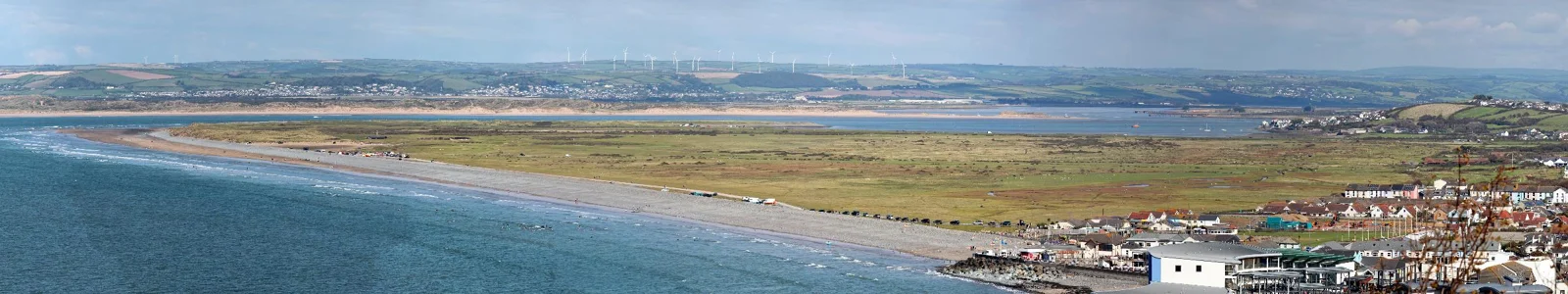 Panorama of Northam Burrows and its coast