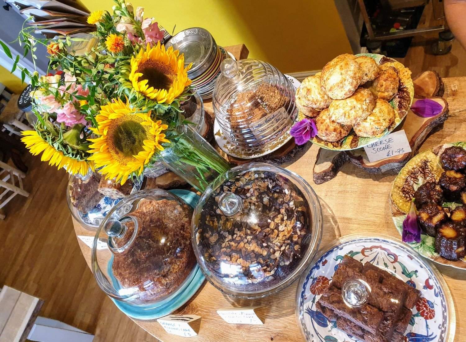 Homemade cakes and scones on the Rafikis counter