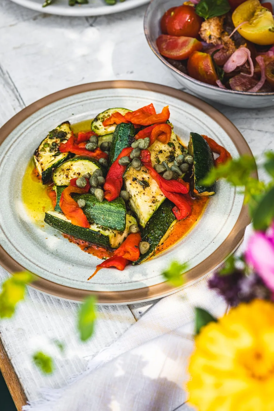 A colourful vegetable dish at Riverford Field Kitchen