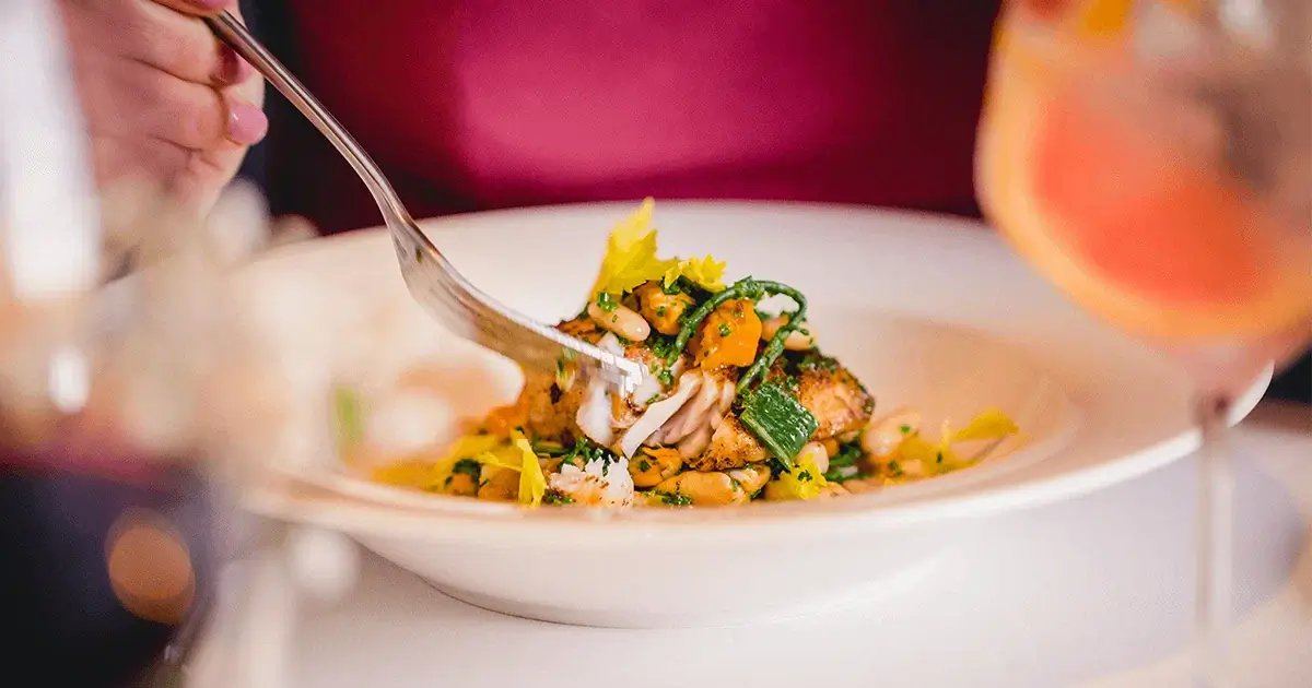 A seasonal plated dish being enjoyed at The Salutation