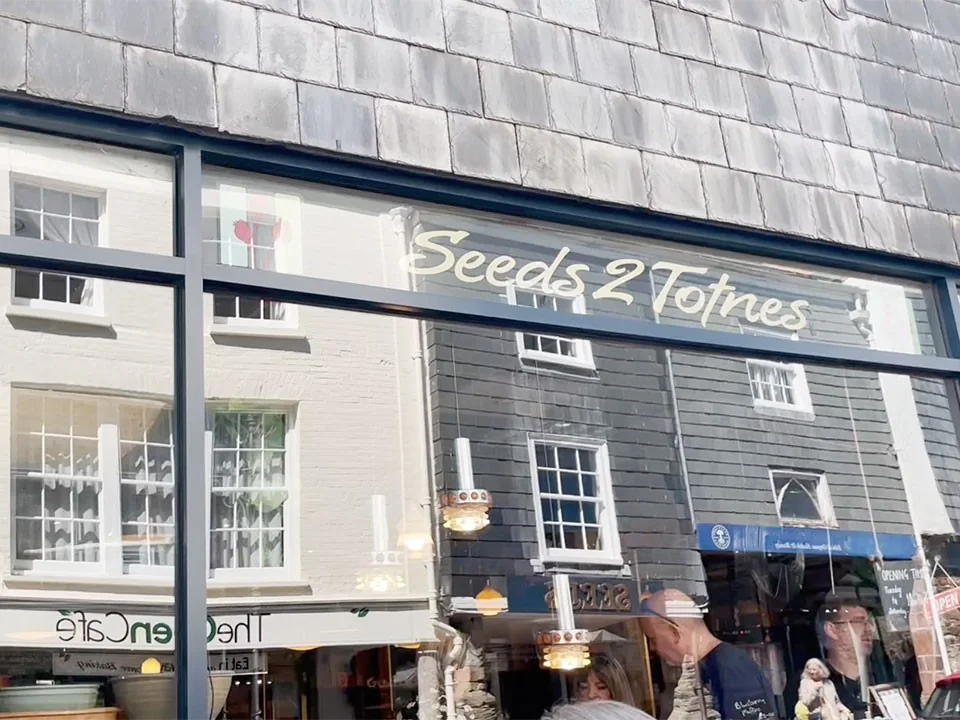 The Seeds 2 Totnes café frontage on High Street