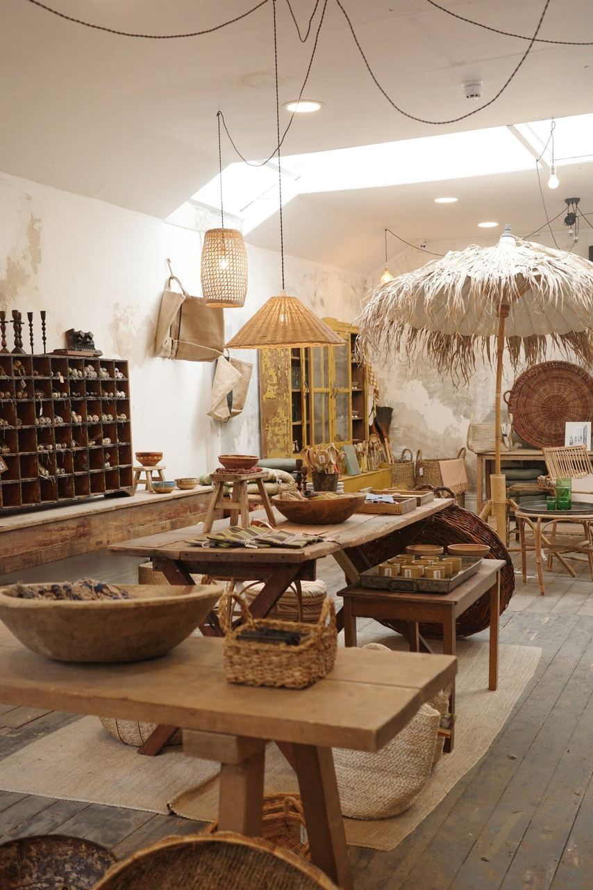 Layered displays of ceramics and homewares inside Sunshine & Snow