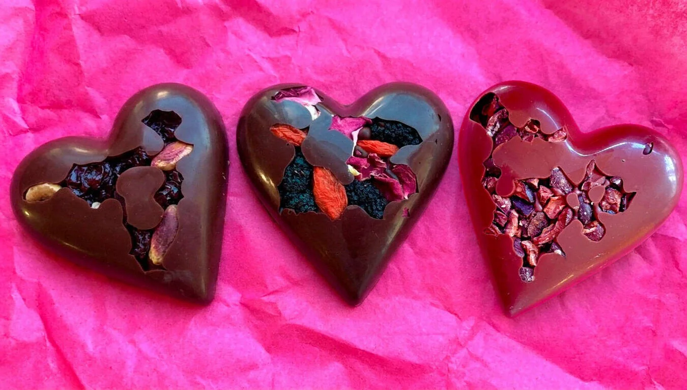 Heart-shaped decorated chocolates from Tempt