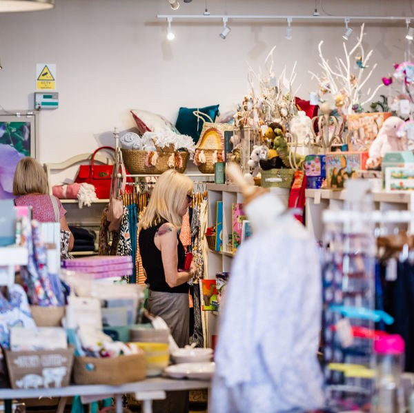 Shelves of gifts, bags and home accessories inside tessdesigns