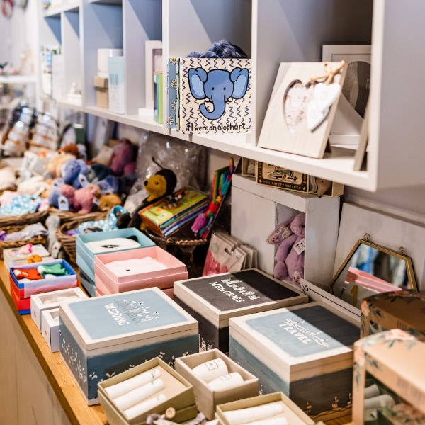 Jewellery and small gifts arranged on a display table at tessdesigns