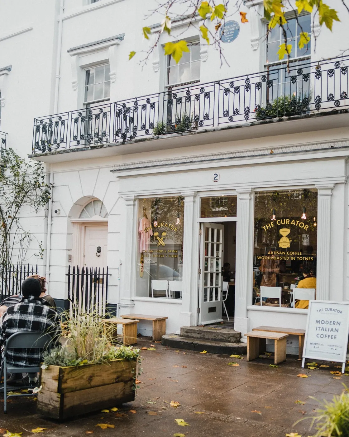 The Curator’s white-fronted café on The Plains in Totnes