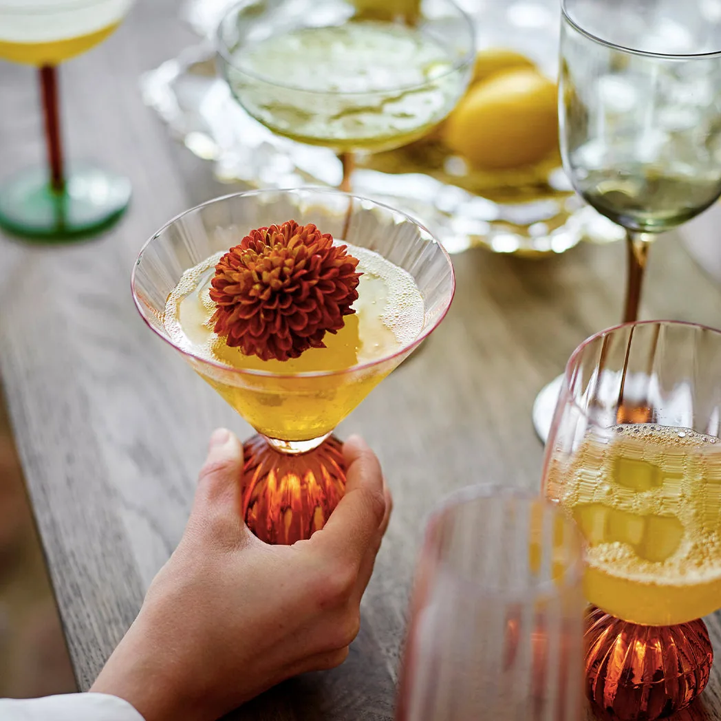 Coloured stemmed glassware in an official styled product photograph from The Forest & Co.