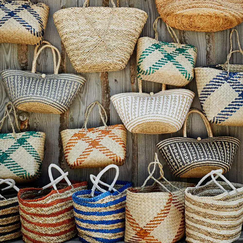 Colourful woven baskets from The Forest & Co. collection