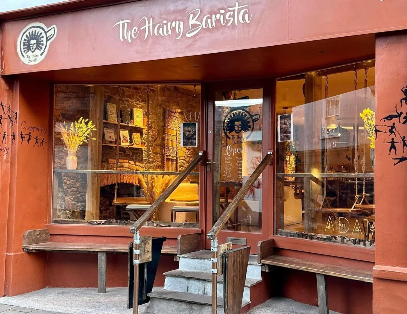 The Hairy Barista shopfront on Totnes High Street