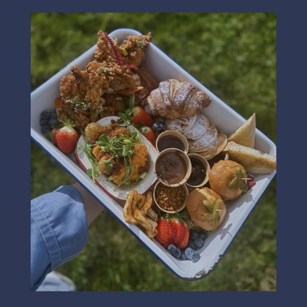 A breakfast sharing platter photographed outside at The Ring Feeder
