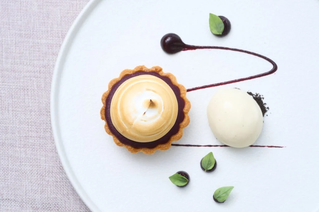 A plated tart and ice cream at Thirty Three by the Sea
