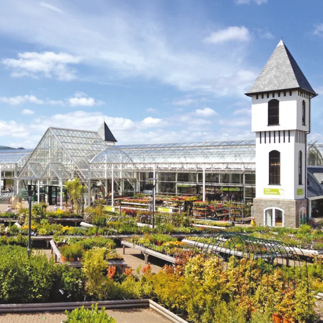 White tower above the garden centre